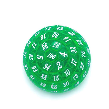 Green & Clear Raised Face Acrylic - D100 RPG Dice